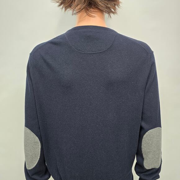 LINCS DC & Co. Sweater Men M Elbow Patch Argyle inside neck Cashmere Cotton - Picture 8 of 10